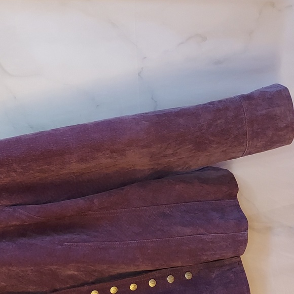Live A Little Women's Purple Suede Fitted Jacket Snapped Front Size M - Picture 4 of 13